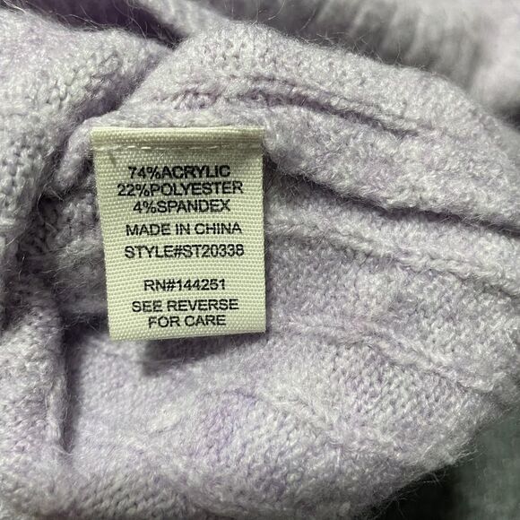 Jessica Simpson Sweater Womens Small Lavender Mock Neck Cable Knit Pullover Soft - Picture 9 of 10